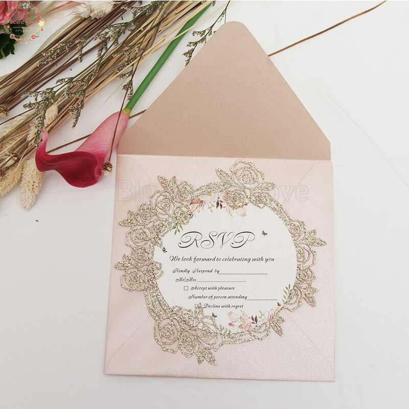 Glitter Invitation Cards 50 Pcs Set