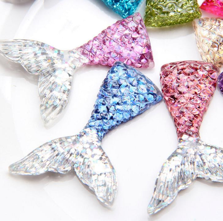 Mermaid Tail Cake Topper 10 Pcs Set