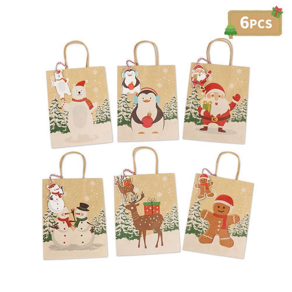 Kraft Paper Gift Bags for Christmas