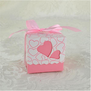 Colorful Love Heart Gift Candy Boxes with Ribbon