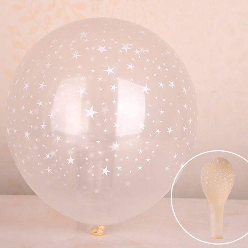 Transparent Star Printed Latex Balloon Set 10 Pcs