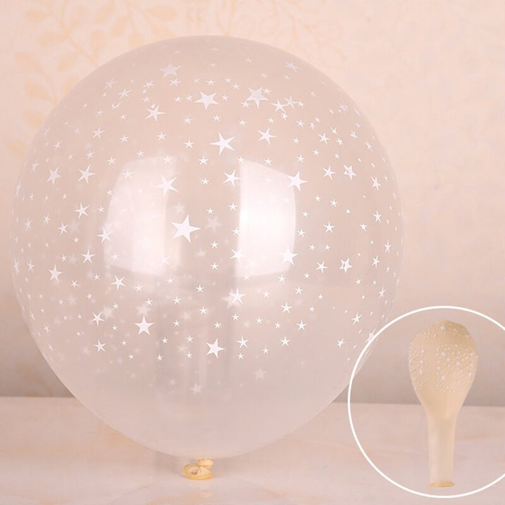 Transparent Star Printed Latex Balloon Set 10 Pcs