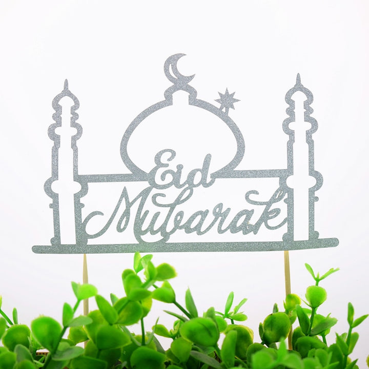 Glitter Mosque Eid Mubarak Party Cake Topper