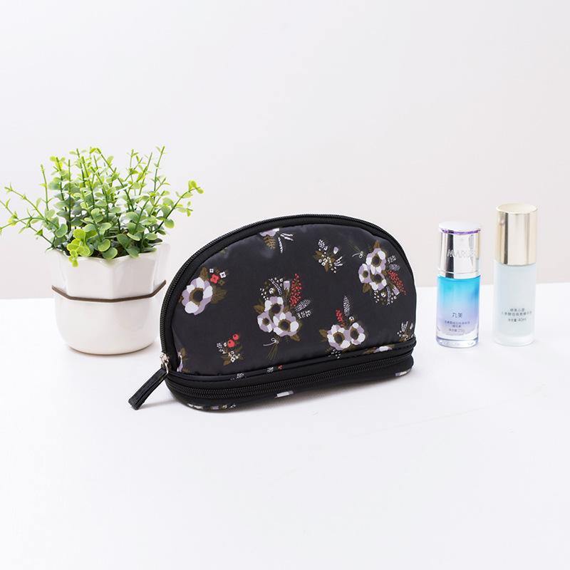 Oxford Large Capacity Double Layer Cosmetic Organizer Print Travel Portable Cosmetic Bag - MRSLM