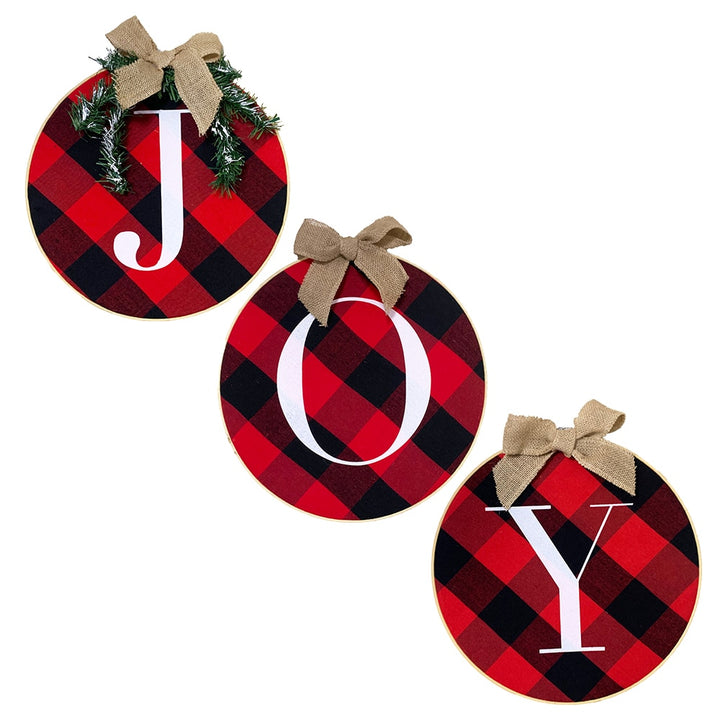 Christmas Joy Plaid Wreaths Set