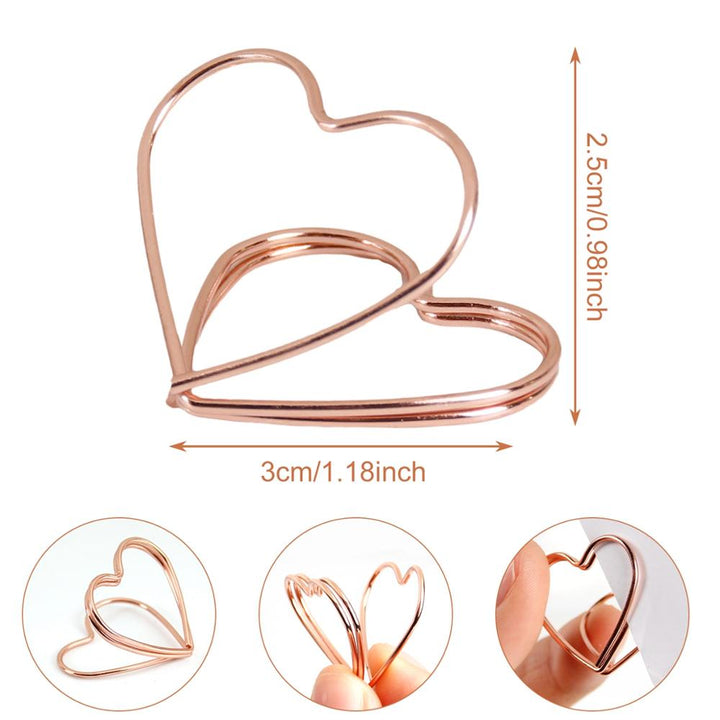 Set of 10 Heart Shaped Metal Photo Clips