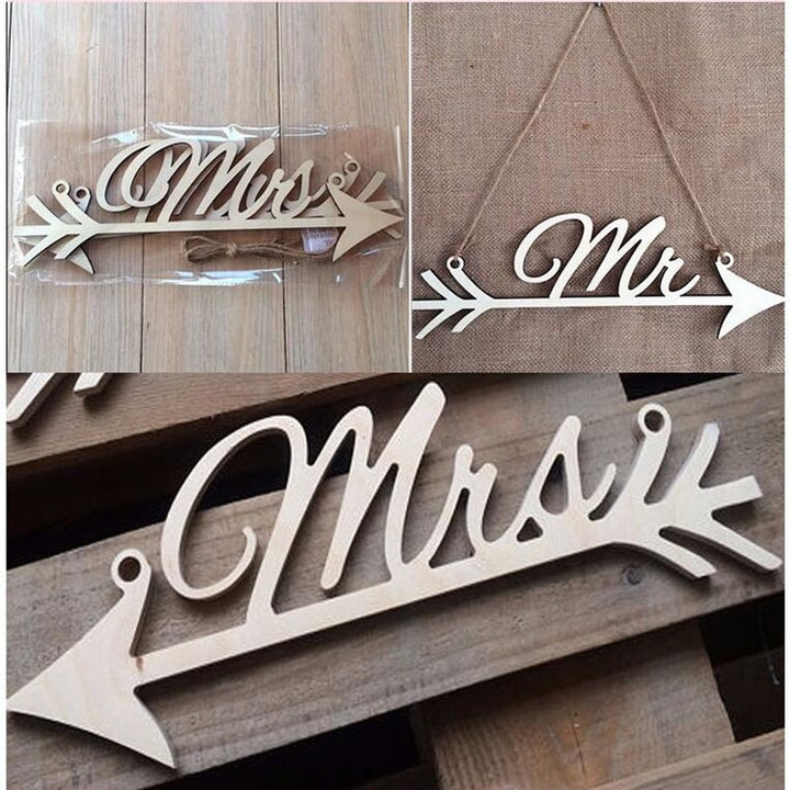 Set of 2 Mr and Mrs Arrow Signs for Chairs