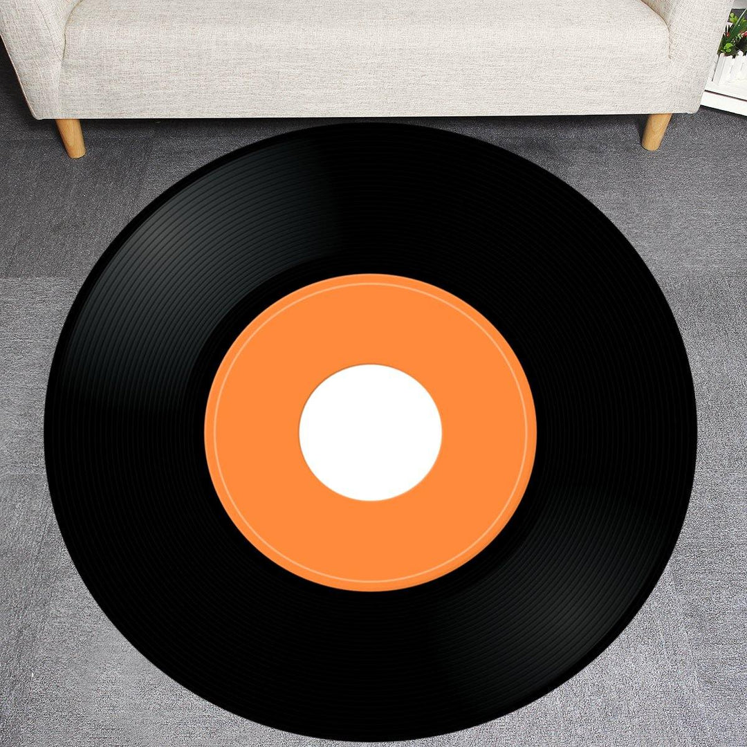 Vinyl Record Printed Soft Fabric Round Floor Mat Carpet Room Area Bedroom Rug Seat Cover Door Rugs - MRSLM