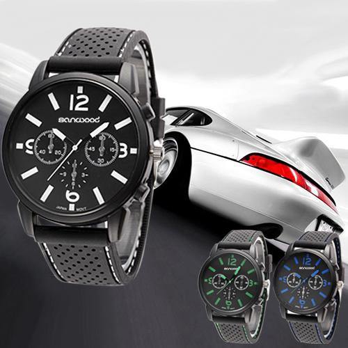 Men Numeral Dial Silicone Band Wristwatch Quartz Analog Casual Sport Wrist Watch - MRSLM