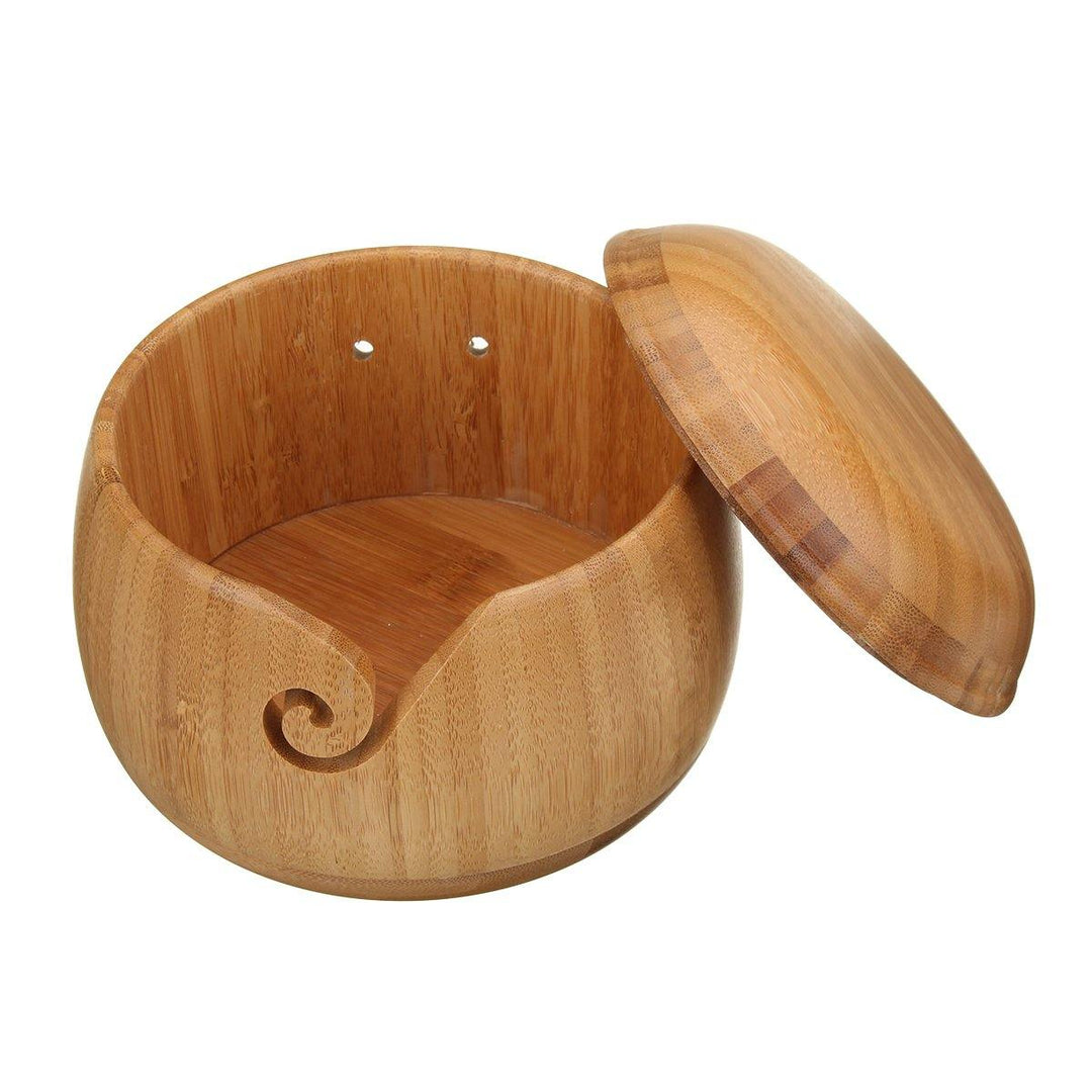 Wooden Bamboo Yarn Bowl Holder & Cover For Skeins Knitting Crochet Home Decorations - MRSLM