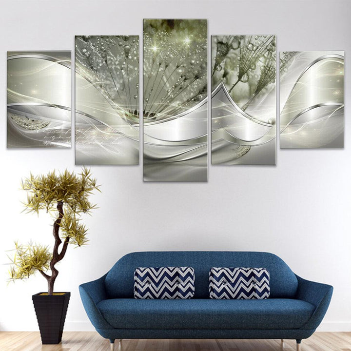 5pcs Hanging Painting Light Green Canvas Wall Art Print Painting home decor abstract Wall Art Picture Decoration - MRSLM