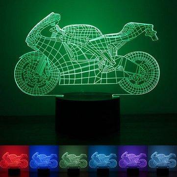 3D Motorcycle Illusion LED Table Desk Light USB 7 Color Changing Night Lamp Home Decor - MRSLM