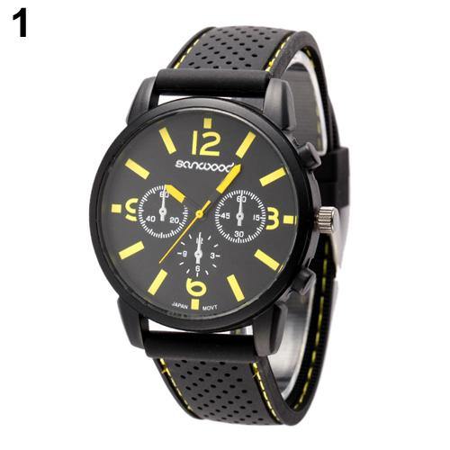 Men Numeral Dial Silicone Band Wristwatch Quartz Analog Casual Sport Wrist Watch - MRSLM