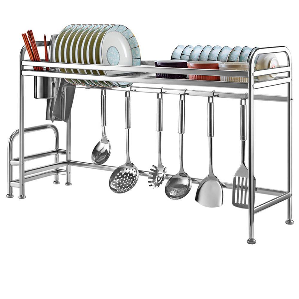 66cm/91cm Stainless Steel Over Sink Dish Drying Rack Storage Multifunctional Arrangement for Kitchen Counter - MRSLM