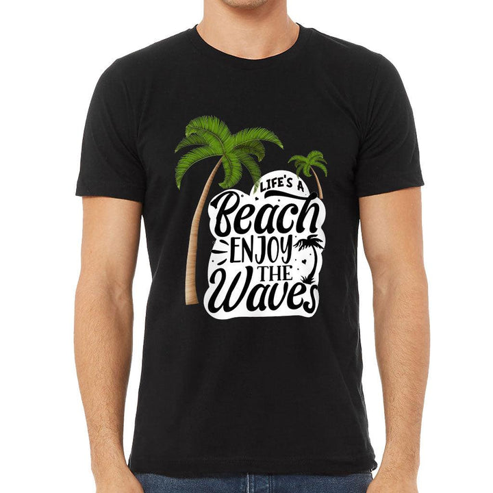 Life's a Beach Enjoy the Waves Short Sleeve T-Shirt - Cute T-Shirt - Illustration Short Sleeve Tee - MRSLM