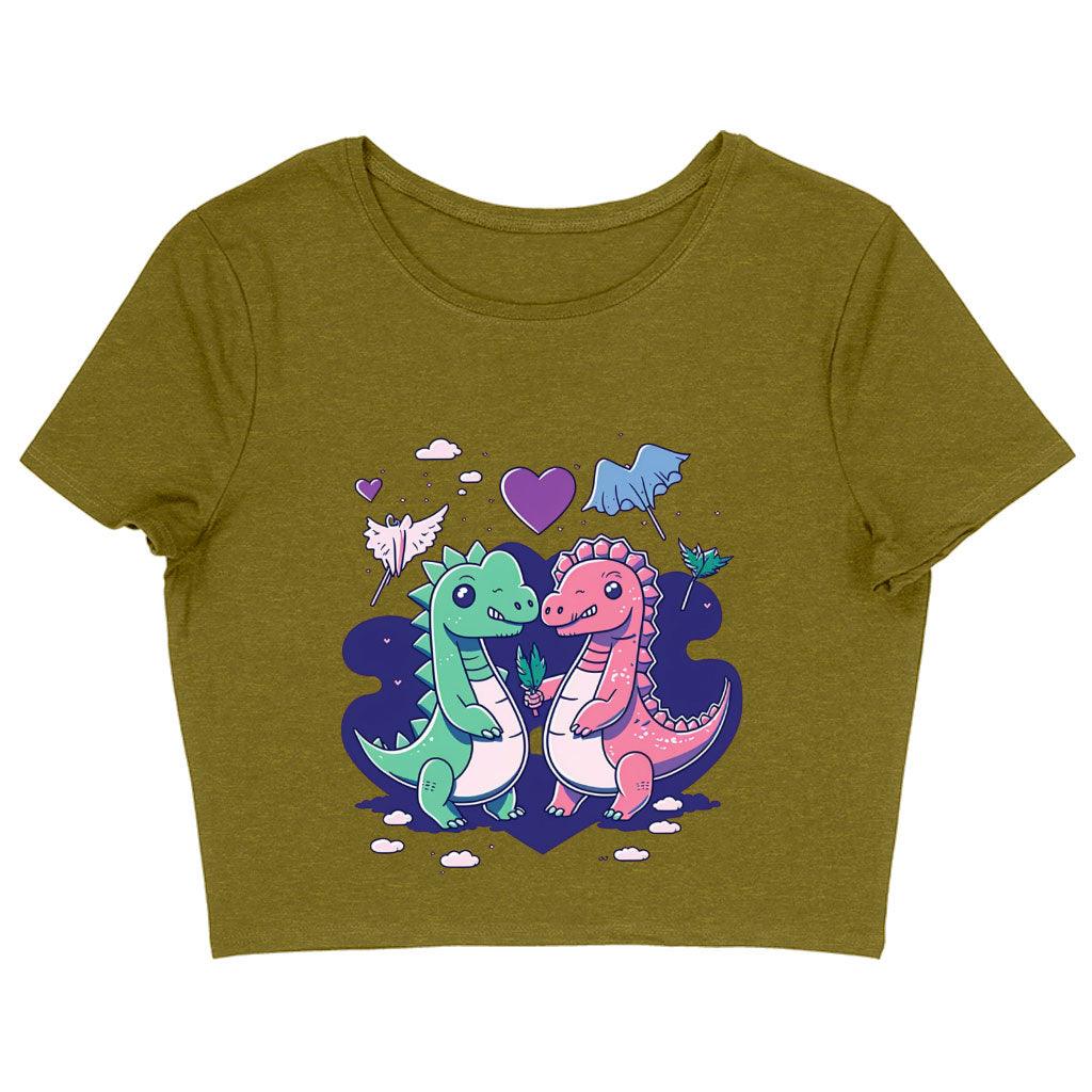 Dinosaur Graphic Women's Cropped T-Shirt - Cartoon Crop Top - Themed Cropped Tee - MRSLM