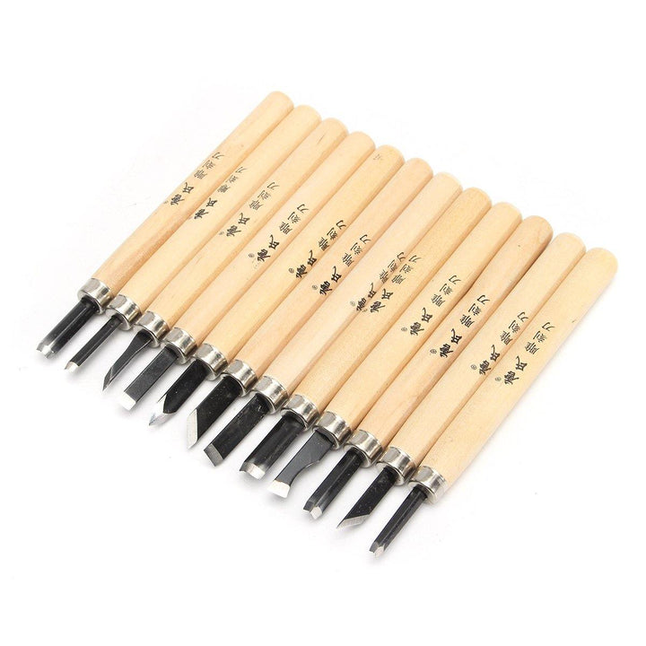 12Pcs Wood Carving Hand Chisel Tool Set Wood Working Professional Gouges + Case - MRSLM