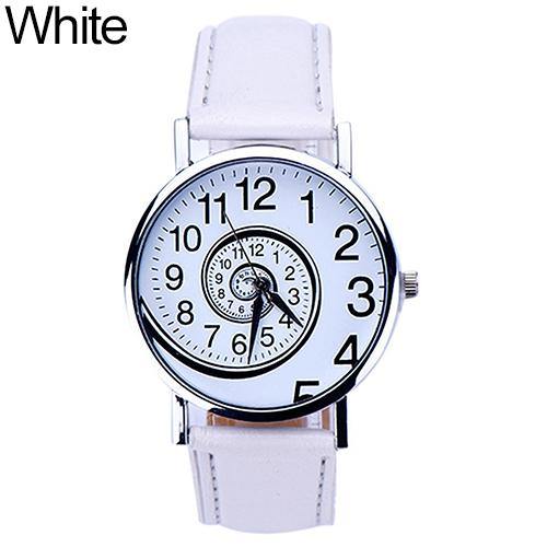 Women Creative Swirl Pattern Faux Leather Strap Analog Quartz Sports Wrist Watch - MRSLM