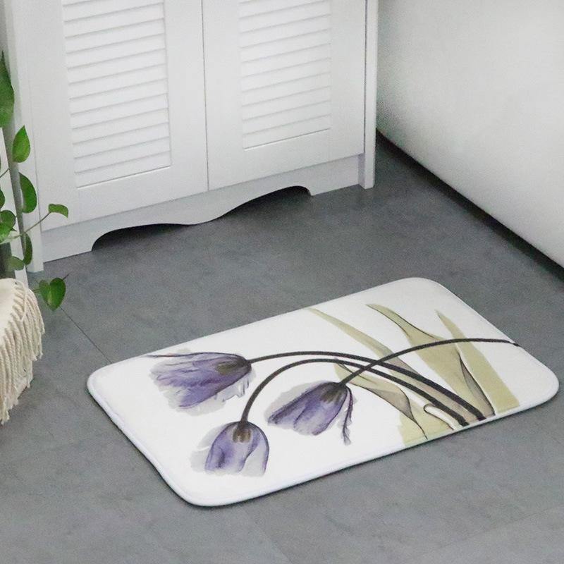 Memory Foam Chronic Rebound 3D Printing Lotus Absorbent Non-slip Mat Lotus Flowers Pattern Home Children's Room Floor Cushion Kitchen Area Rugs Bathroom Carpets - MRSLM