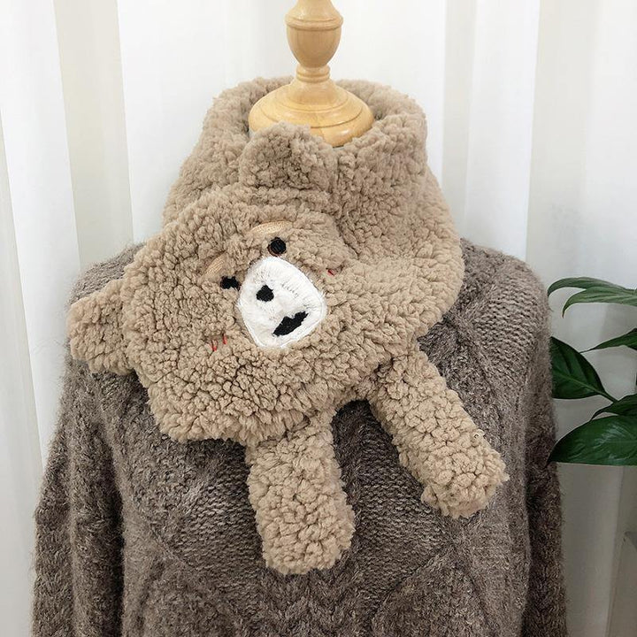 Winter Women Novelty Warm Cute Bear Plush Scarf Lamb Wool - MRSLM