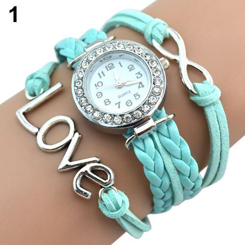 Infinity Love Charm Bracelet Bangle Rhinestone Arabic Numerals Wrist Watch - MRSLM