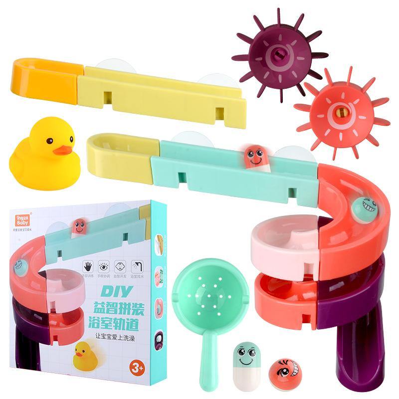 Kids Bath Toys Wall Suction Cup Marble Race Run Track Bathroom Bathtub Baby Play Water Games Toy Kit for Children - MRSLM