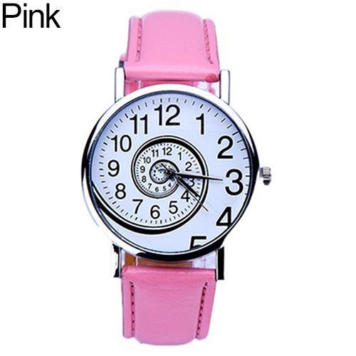 Women Creative Swirl Pattern Faux Leather Strap Analog Quartz Sports Wrist Watch - MRSLM