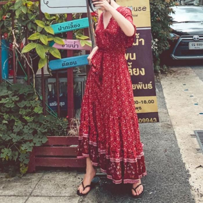 Bohemian V-neck dress - MRSLM