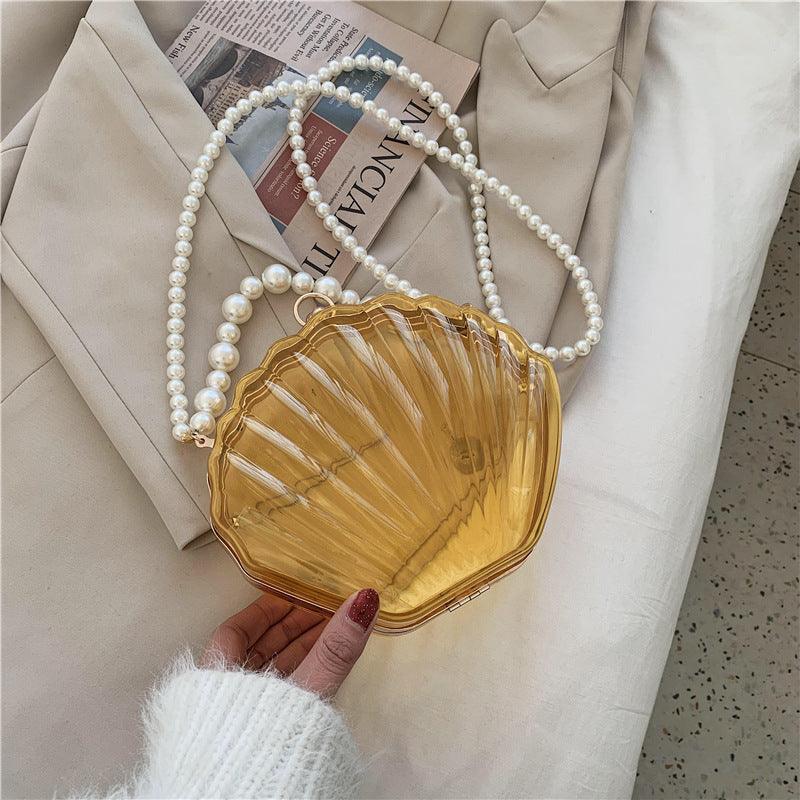 Transparent Shell Bag Box Bag Pearl Female Messenger Shoulder Retro Texture - MRSLM