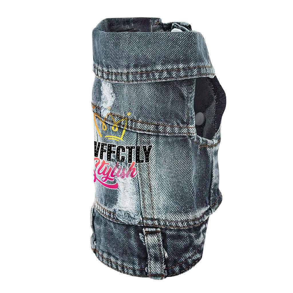 Pawfectly Stylish Dog Denim Vest - Crown Dog Denim Jacket - Printed Dog Clothing - MRSLM