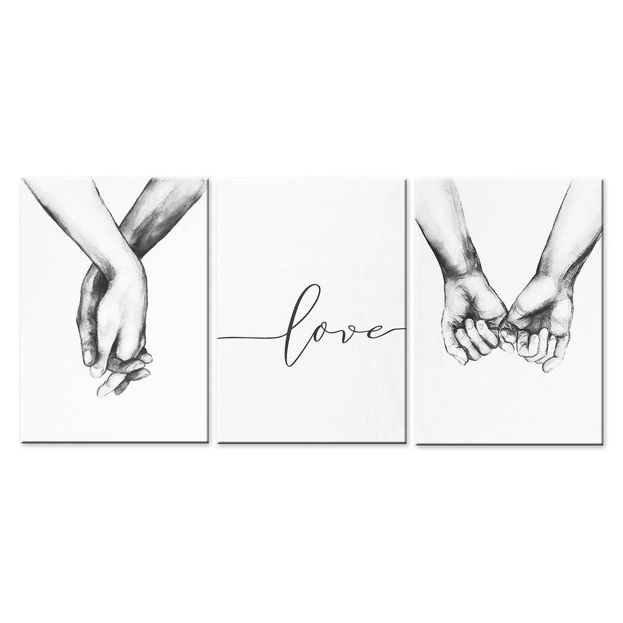 3pcs Hand in Hand Love Canvas Painting Abstract Sketch Art Hanging Painting Living Room Studio Decoration Painting - MRSLM