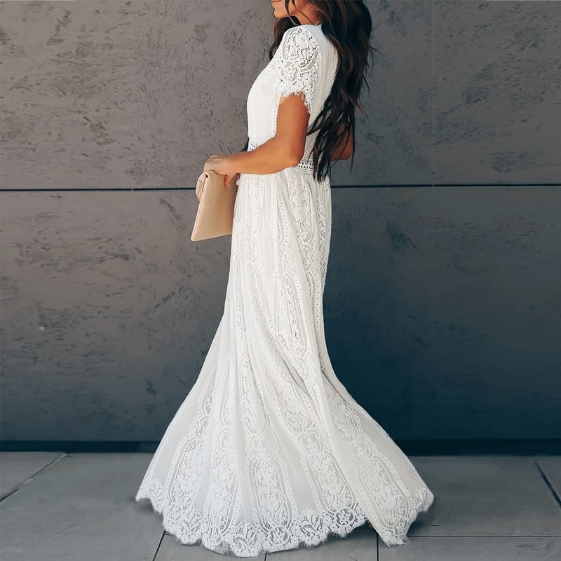 Women's White Lace Maxi Dress