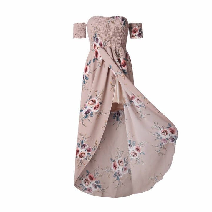 Women's Boho Off Shoulder Dress With Floral Print