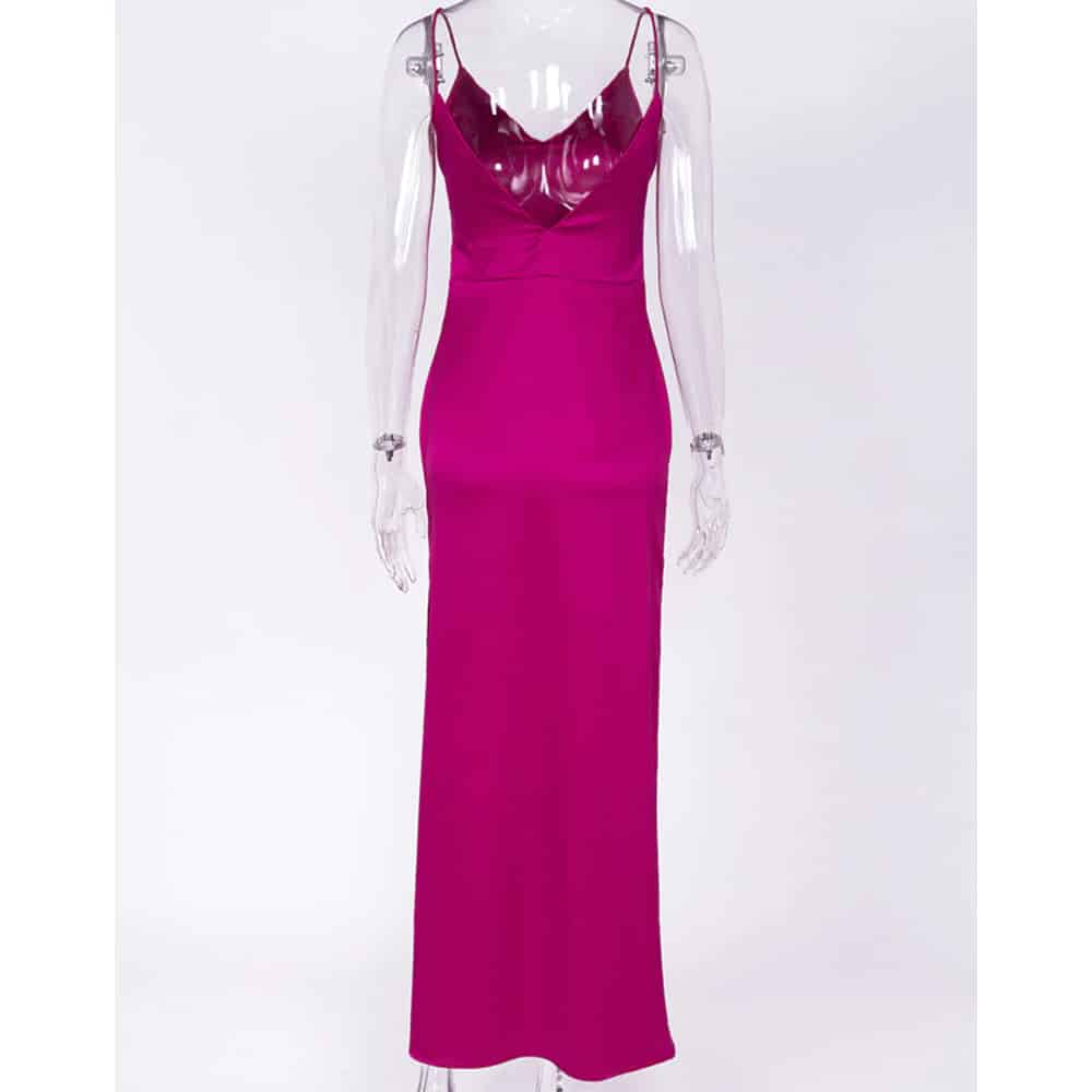 High-Waisted Maxi Satin Dress for Women