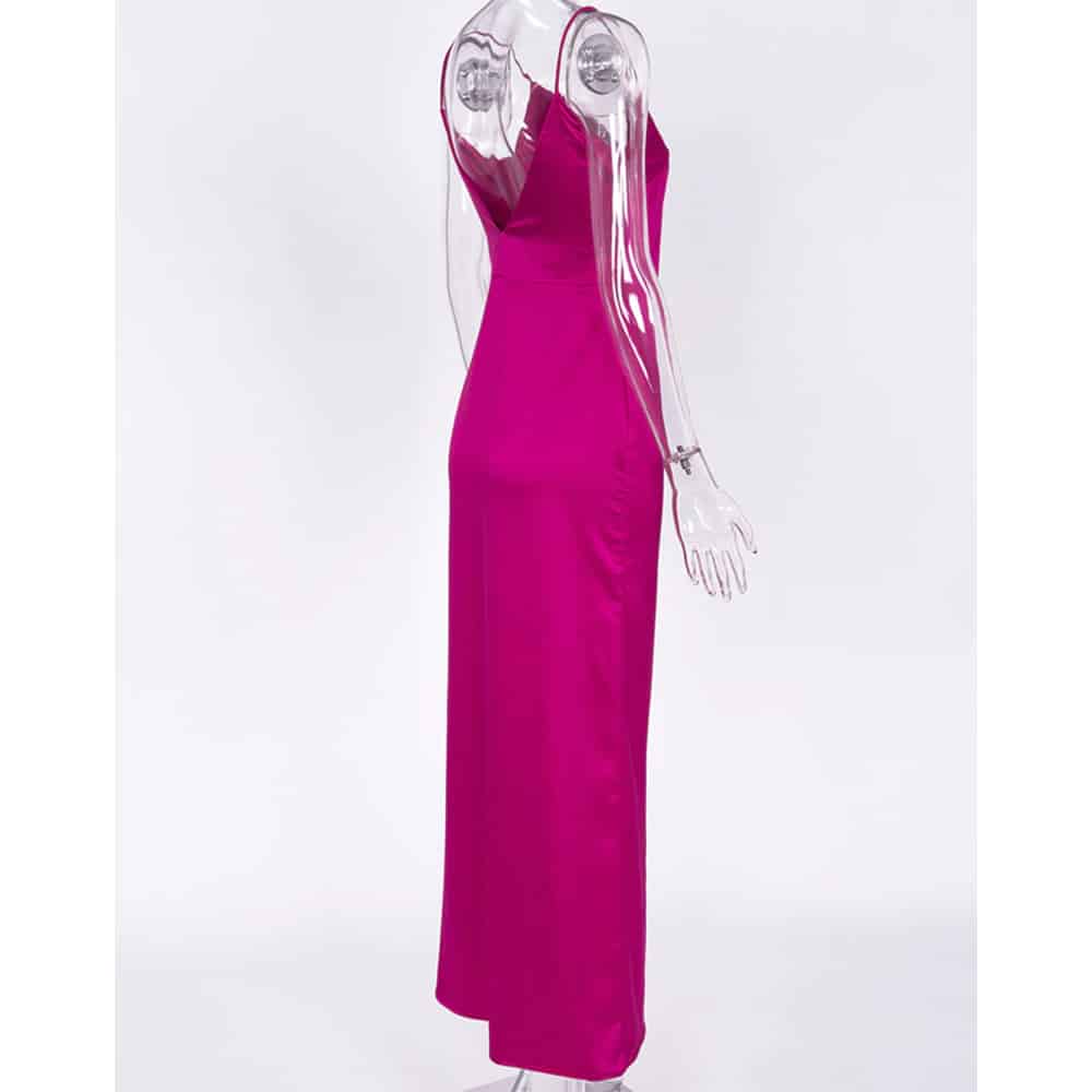 High-Waisted Maxi Satin Dress for Women