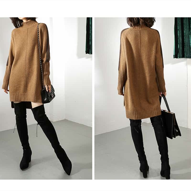 Women's Contrast Sleeve Knitted Dress