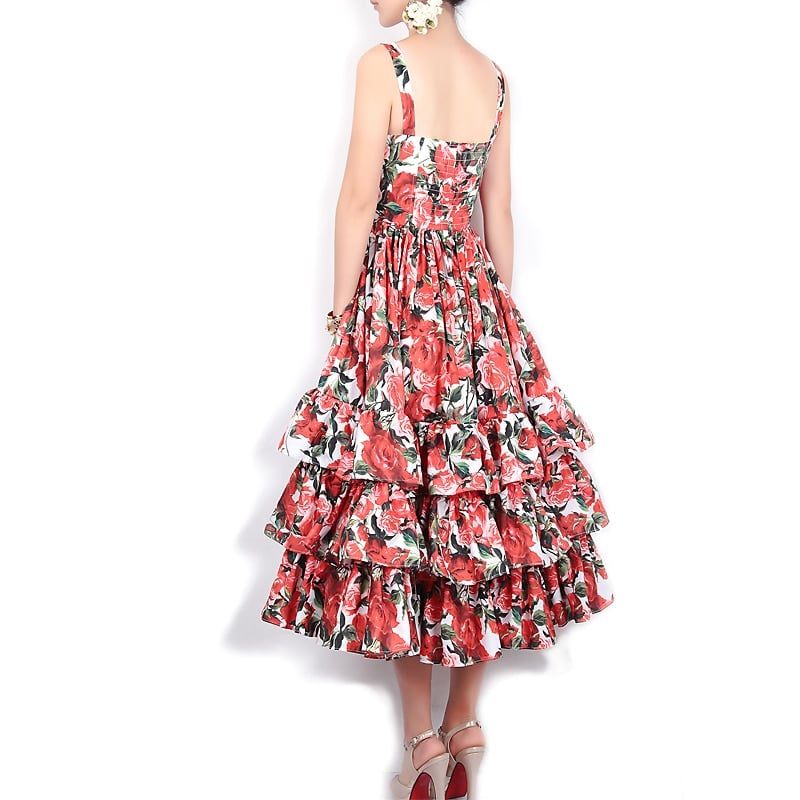 Floral Printed Ball Gown Dress