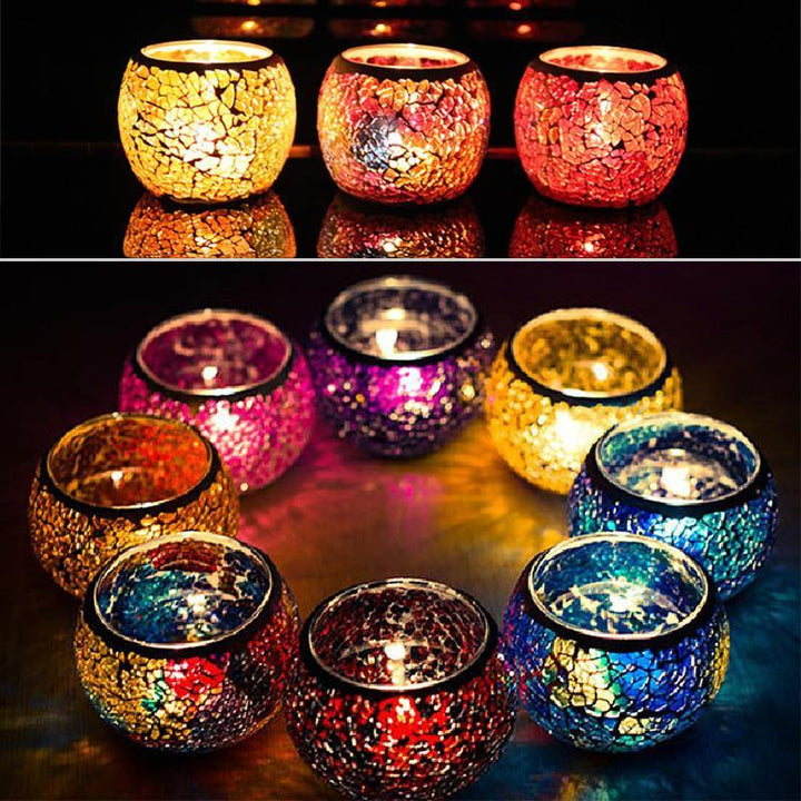 Mosaic Candle Holder Romantic Candlelight Dinner Wedding Party Candle Lamp Home Decoration - MRSLM