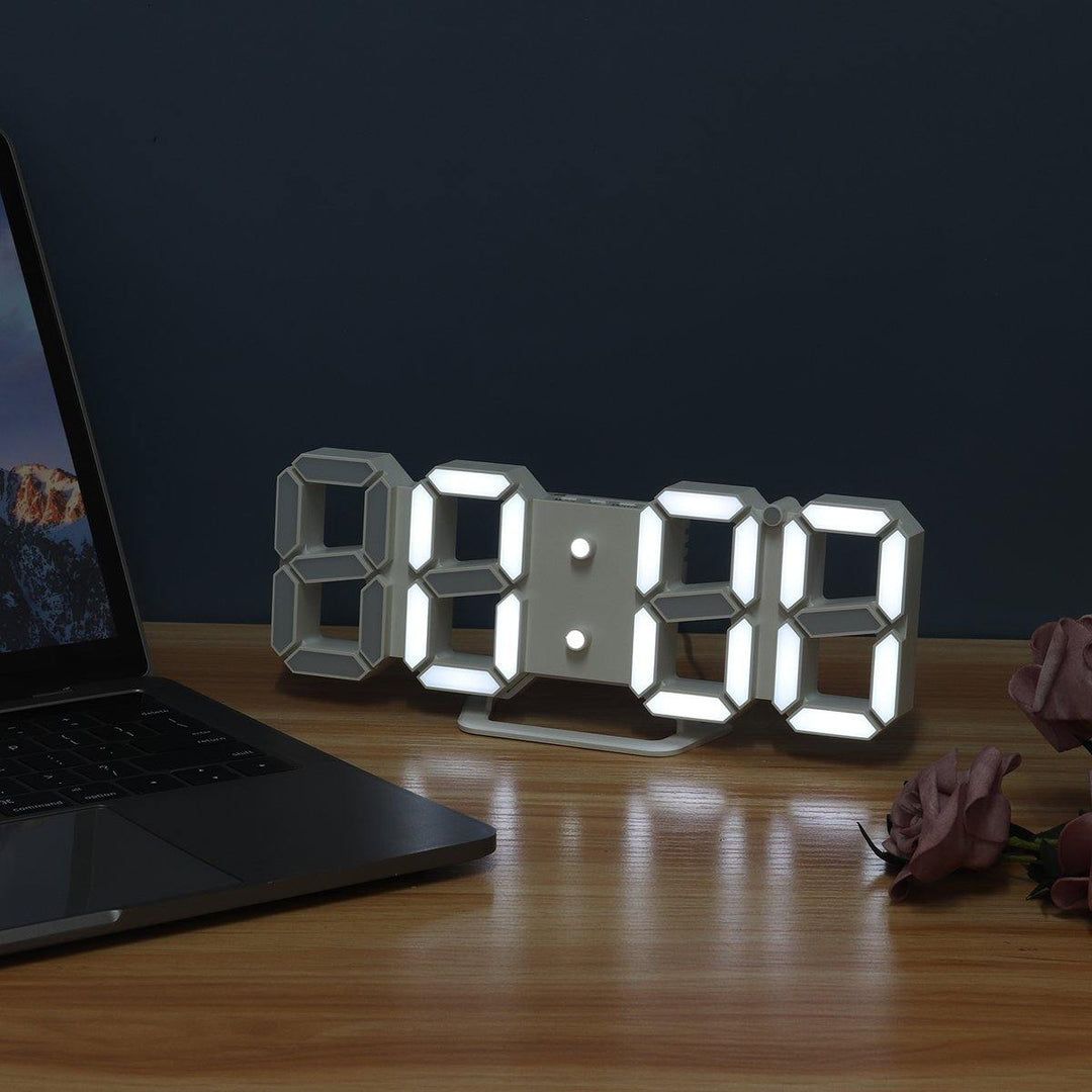 3D Alarm Clock LED Date Display Digital Temperature Snooze Table Wall Hanging - MRSLM