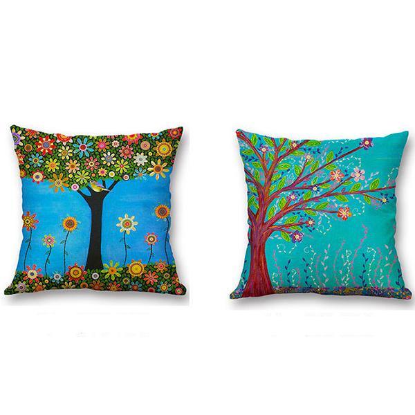 European Style Oil Painting Tree Cushion Cover Home Decor Throw Pillow Case - MRSLM