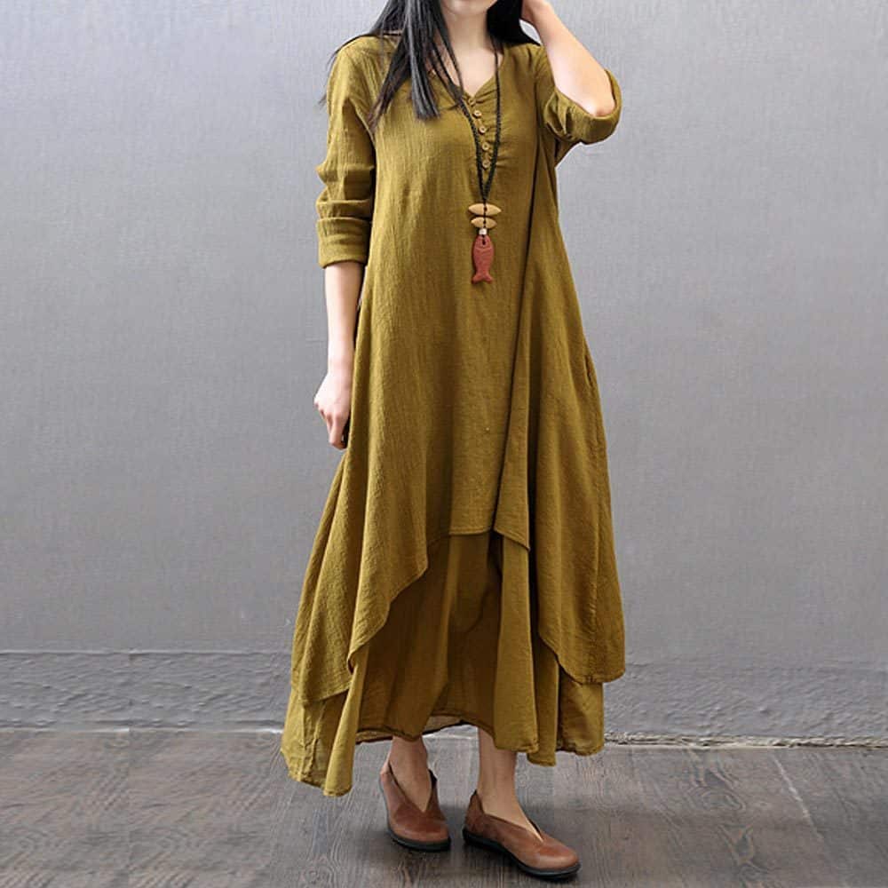 Women's Boho Linen Maxi Dress