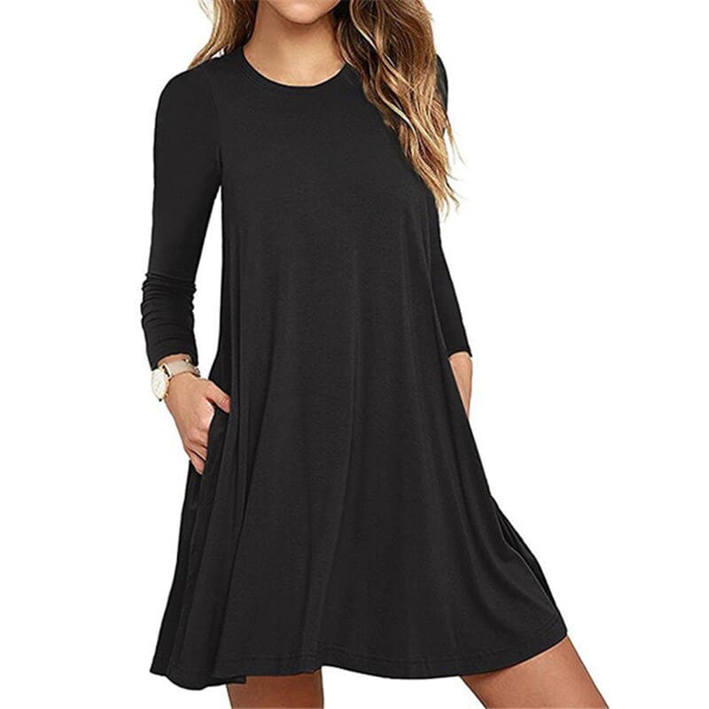 Casual Thin Women's Long Sleeved A-Line Dress