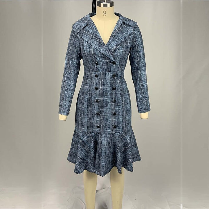 Women's Office Pencil Plaided Dress