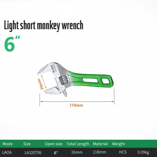 LAOA Wrench Short Handle Adjustable Spanner HCS Material Laser Scale Rubber Wrapped Monkey Spanner 6inch/8inch/10inch/12inch - MRSLM