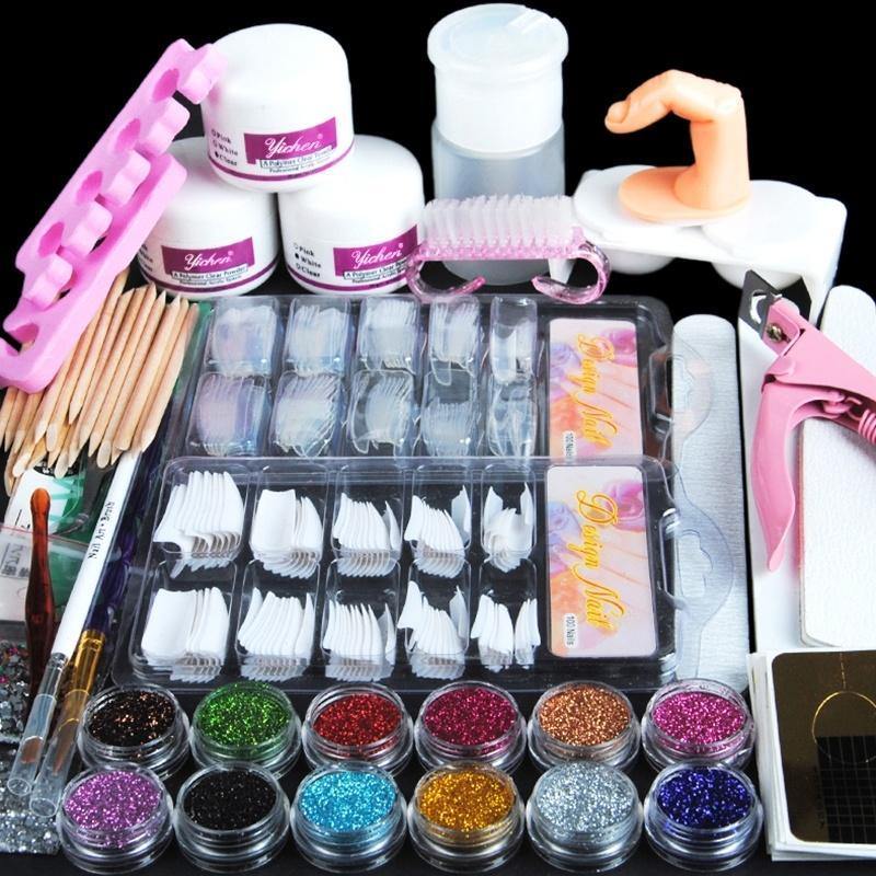 Acrylic Nail Professional Nail Art Set Acrylic Pink Rhinestone Decoration Set - MRSLM