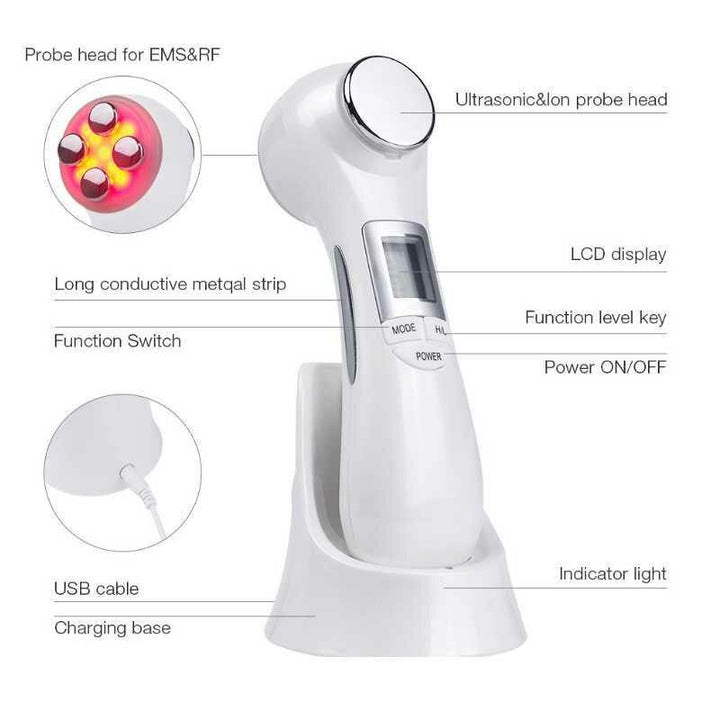 LED RF Photon Therapy Wrinkle Remover Face Lifting Machine Ultrasonic Massage Skin Rejuvenation Facial Beauty Equipment - MRSLM