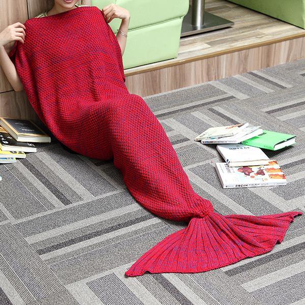 180x90CM Yarn Knitting Mermaid Tail Blanket Cashmese-like Warm Super Soft Sleep Bag Bed Mat - MRSLM