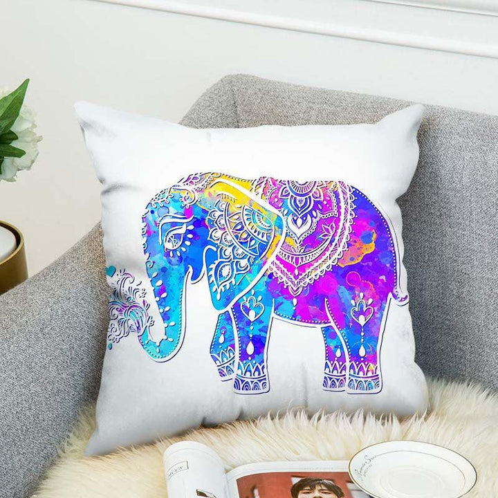 3D Bohemian Style Elephant Double-sided Printing Cushion Cover Linen Cotton Throw Pillow Case Home Office Sofa - MRSLM