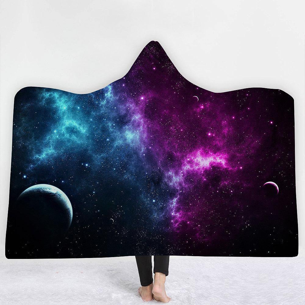 Winter Galaxy Star Plush Wearable Hooded Blankets Throw Dual Layer 3D Printing - MRSLM