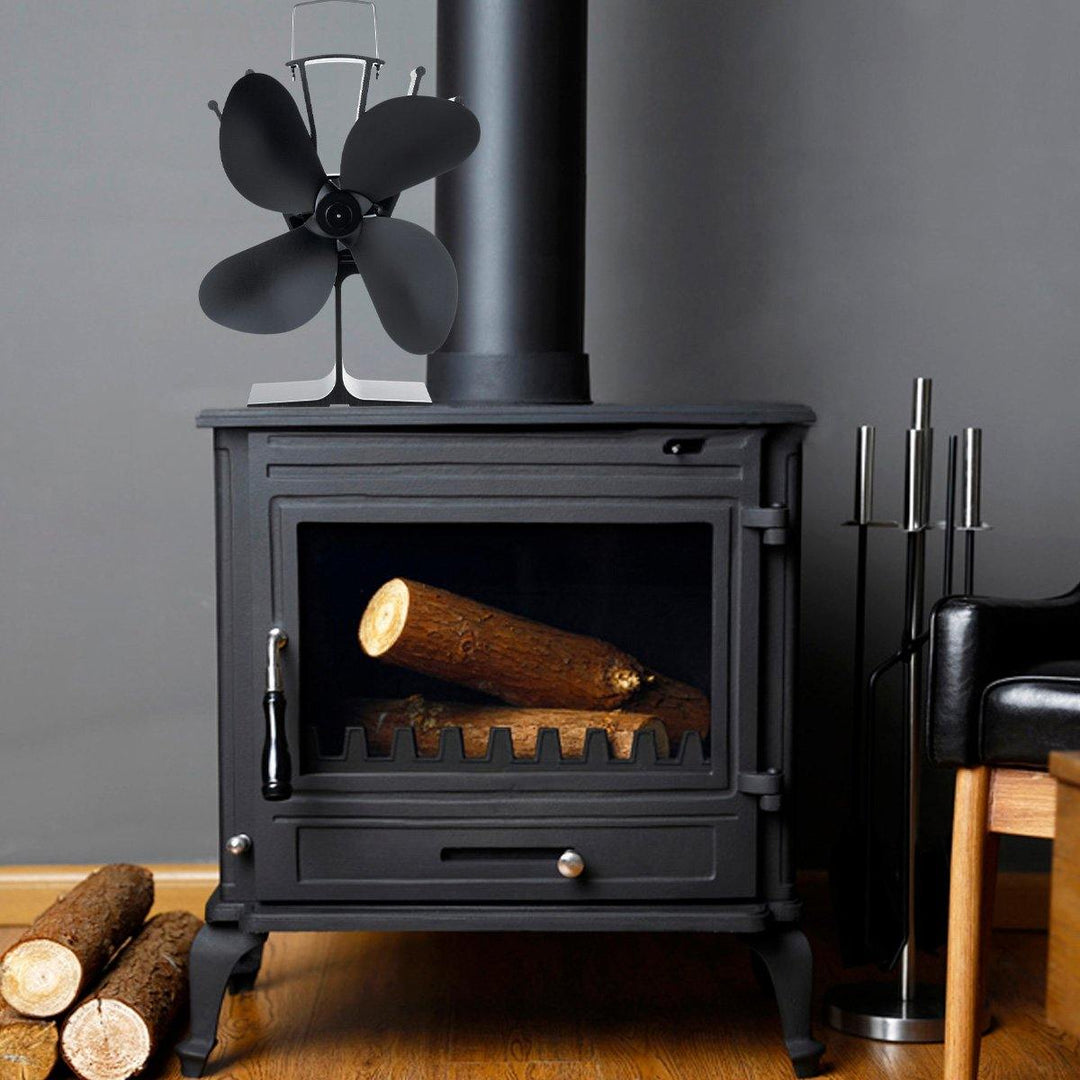 4 Blade Wood Stove Fan Fireplace Fire Heat Powered Saving Ecofan Christmas Gift - MRSLM